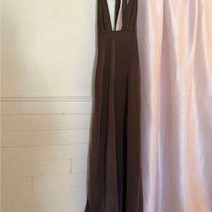 WORN ONCE WeWoreWhat Chocolate Brown Backless Dress